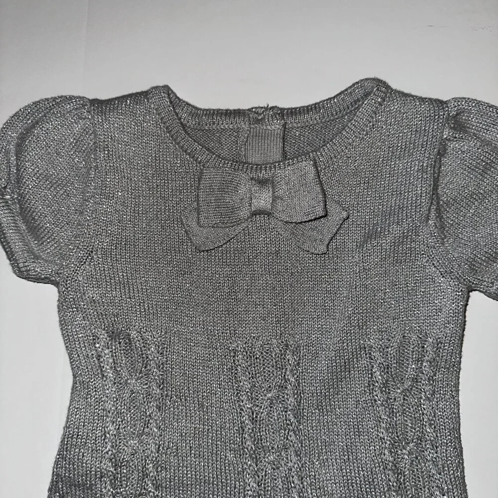 Gymboree Little Girls Gray Grey Short Sleeve Sparkle Sweater Dress 18-24 Months